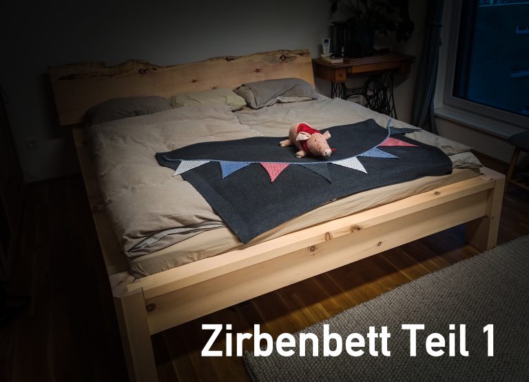 Naturkante Waldkante Zirbenholz Bett Massivholz ohne Metall
